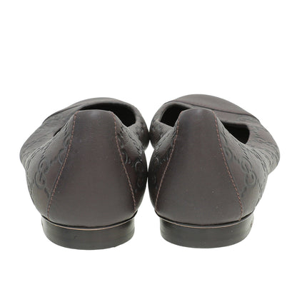 Gucci Chocolate Brown Guccissima Ballet Flats 36.5