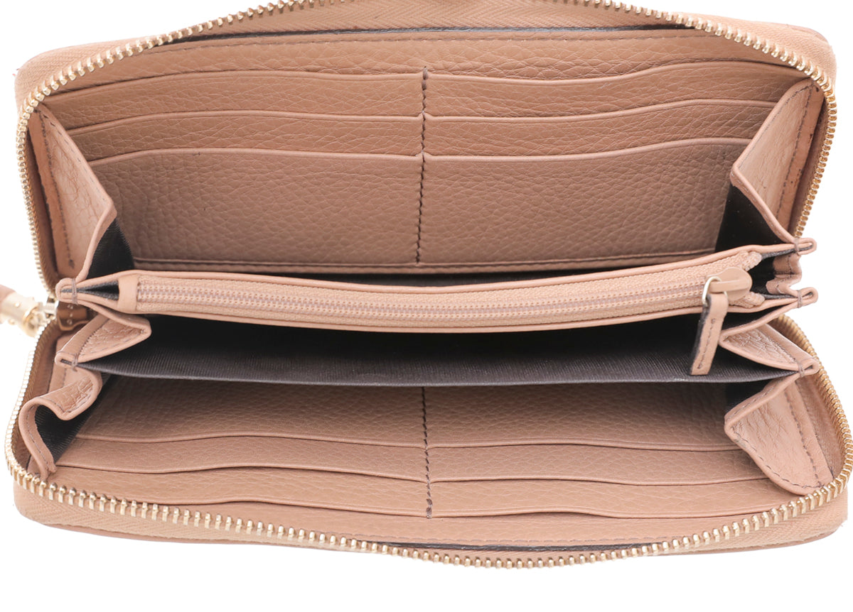 Gucci Light Brown Soho Zip Around Wallet