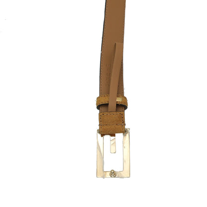 Gucci Mustard Suede Square G Buckle Belt 30