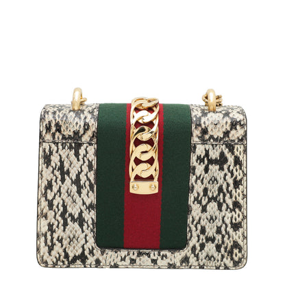 Gucci Natural Snakeskin Sylvie Mini Chain Bag
