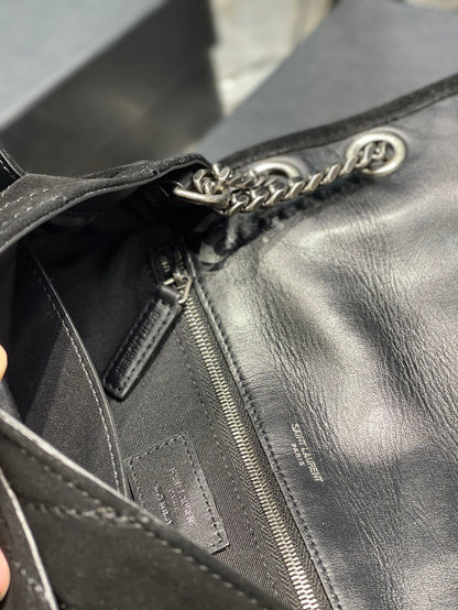 YSL Niki Medium  In Quilted Suede And Smooth Leather Bag