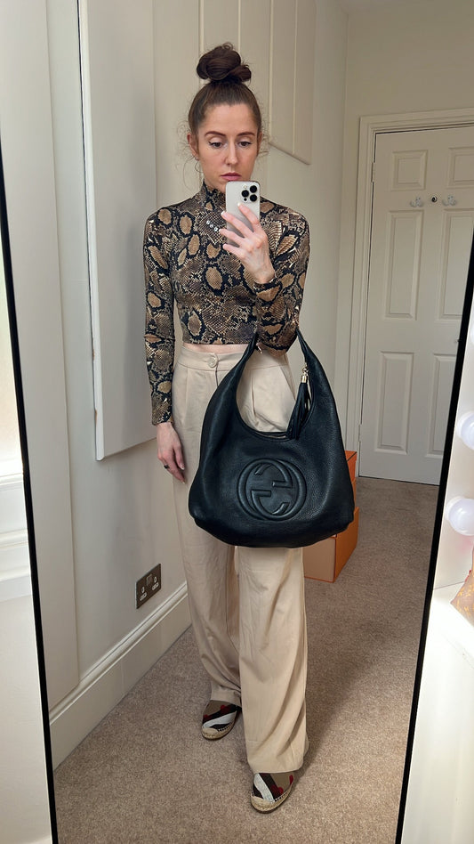 Gucci Soho Large Hobo in Black Pebbled Calfskin