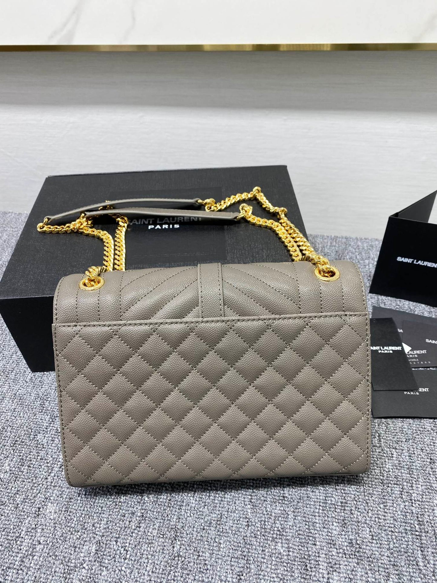 YSL  Envelope Medium Bag In Mix Matelasse Grain  De Poudre Embossed Leather