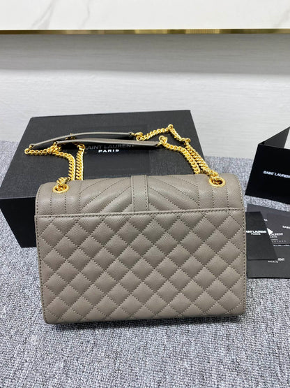 YSL  Envelope Medium Bag In Mix Matelasse Grain  De Poudre Embossed Leather