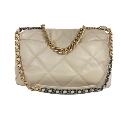 Chanel Flap Large Leather Beige Shoulder Bag