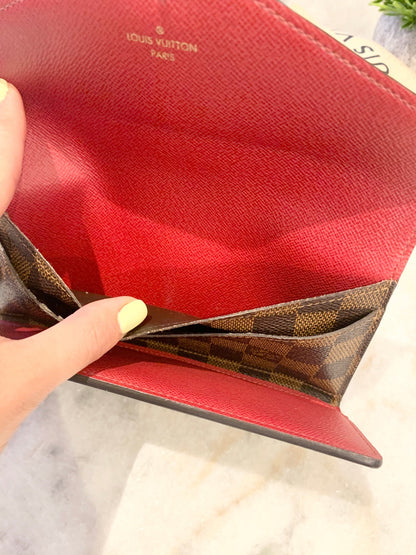 LOUIS VUITTON Damier Ebene Josephine Wallet In Fuchsia