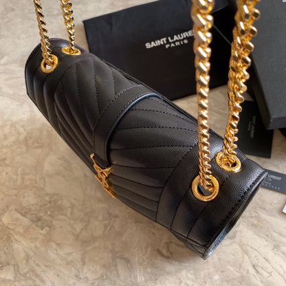 YSL  Envelope Medium Bag In Mix Matelasse Grain  De Poudre Embossed Leather