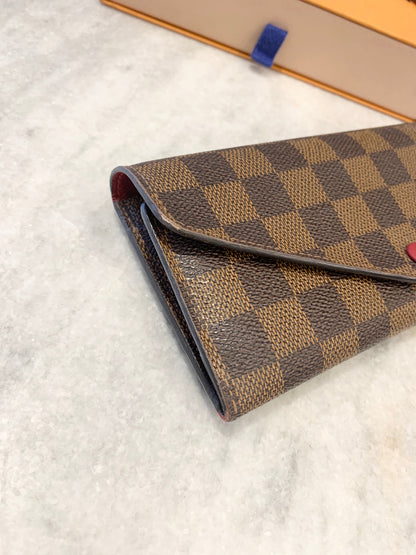 LOUIS VUITTON Damier Ebene Josephine Wallet In Fuchsia