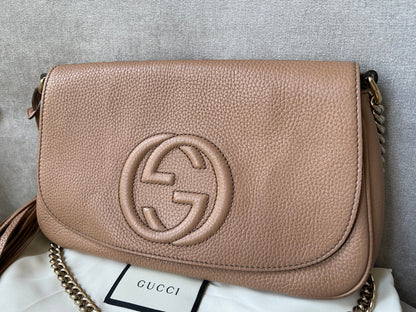 Gucci Rose Beige Soho Disco Crossbody Flap Bag (RRP £1050)