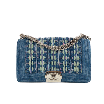 Chanel Flap Medium Leather Blue Crossbody Bag