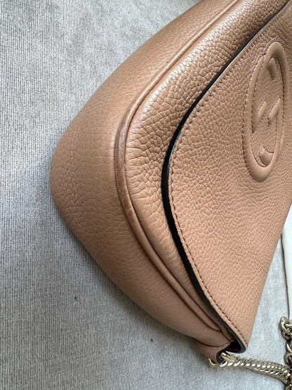 Gucci Rose Beige Soho Disco Crossbody Flap Bag (RRP £1050)