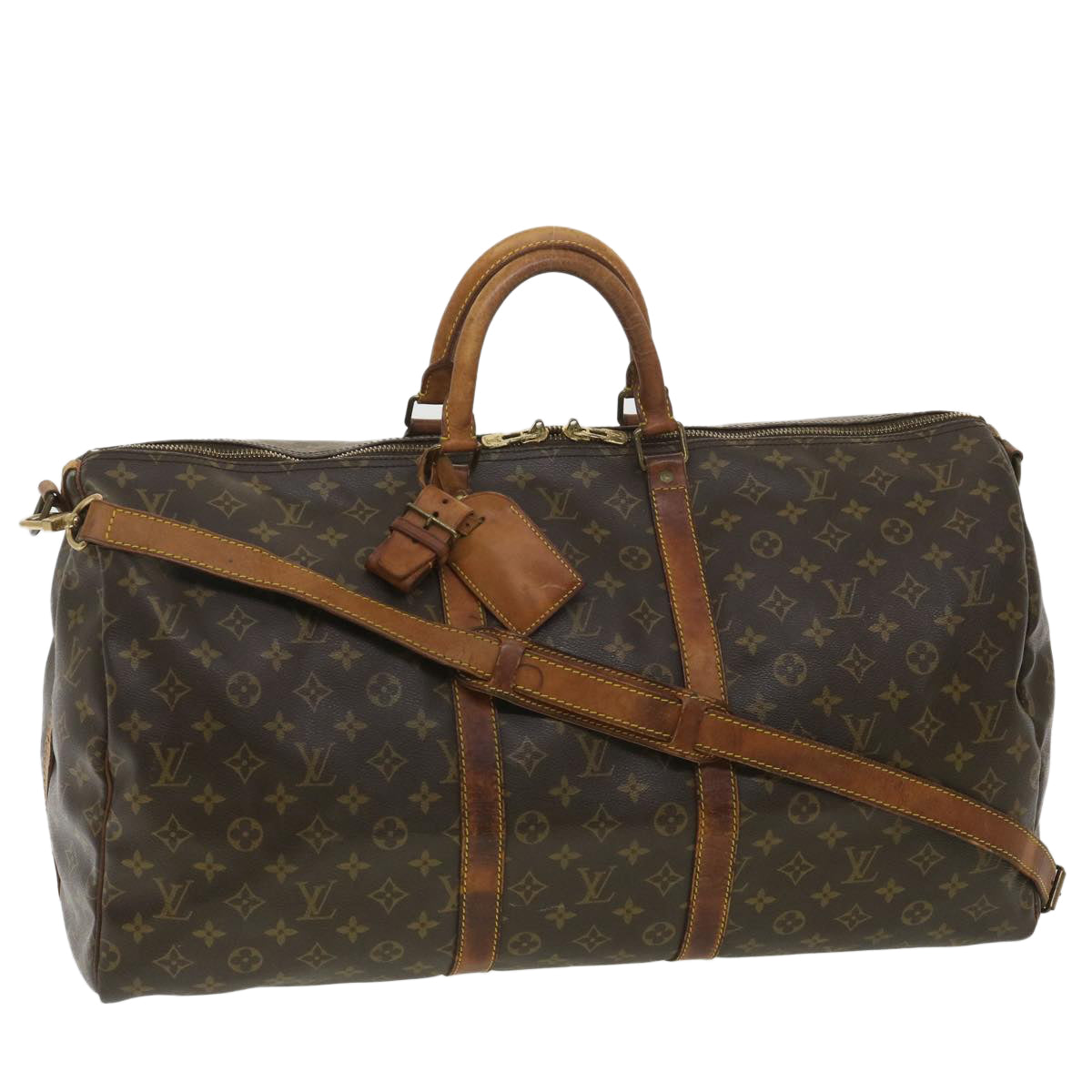 LOUIS VUITTON Monogram Keepall Bandouliere 55 Boston Bag M41414 LV Auth ki2612