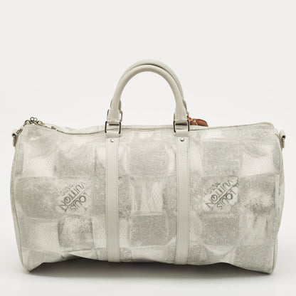 LOUIS VUITTON Damier Salt Canvas Keepall 50 Bandouliere Bag