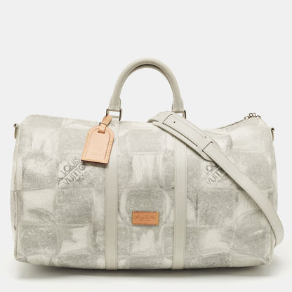 LOUIS VUITTON Damier Salt Canvas Keepall 50 Bandouliere Bag