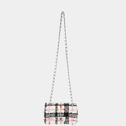 Chanel Classic Flap Mini Leather Silver Shoulder Bag