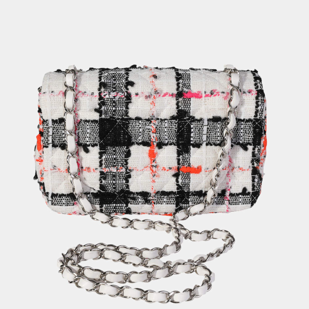 Chanel Classic Flap Mini Leather Silver Shoulder Bag
