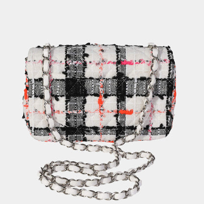 Chanel Classic Flap Mini Leather Silver Shoulder Bag