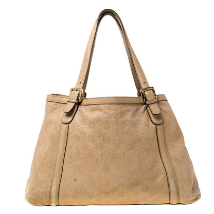 Gucci Beige Leather Medium GG Britt Tote