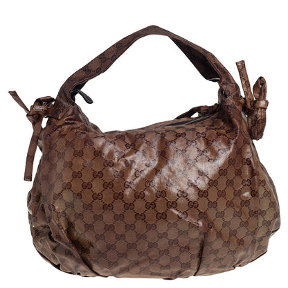 Gucci Beige GG Crystal Canvas Hysteria Hobo