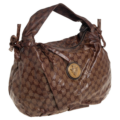 Gucci Beige GG Crystal Canvas Hysteria Hobo