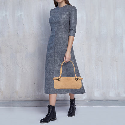 Gucci Beige Suede And Leather Shoulder Bag