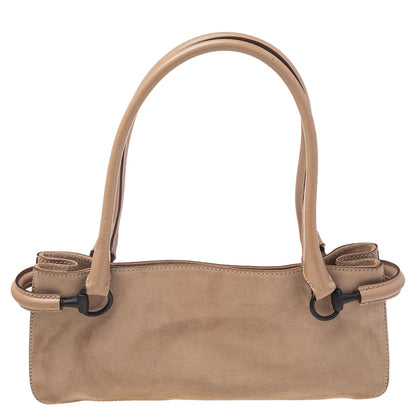 Gucci Beige Suede And Leather Shoulder Bag