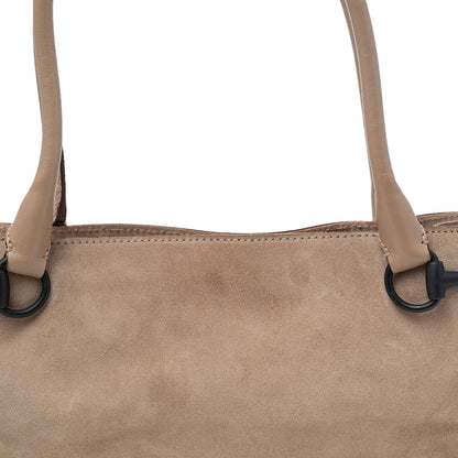 Gucci Beige Suede And Leather Shoulder Bag
