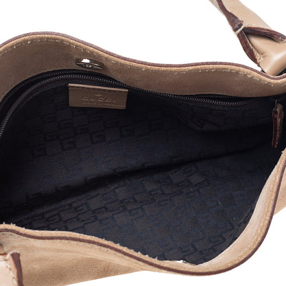 Gucci Beige Suede And Leather Shoulder Bag