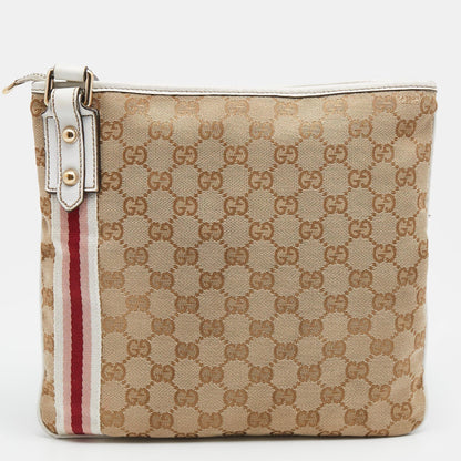 Gucci Beige/White GG Canvas And Leather Web Jolicoeur Charms Shoulder Bag