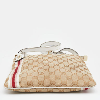 Gucci Beige/White GG Canvas And Leather Web Jolicoeur Charms Shoulder Bag
