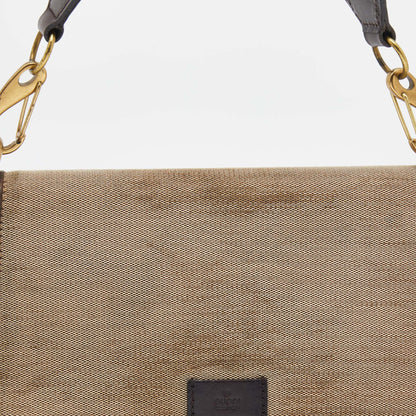 Gucci Beige/Brown Canvas And Leather Flap Shoulder Bag