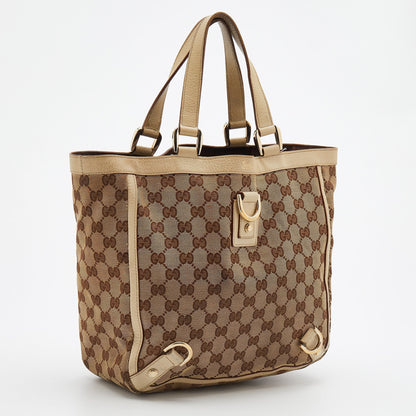Gucci Beige/Cream GG Canvas And Leather Abbey D-Ring Tote