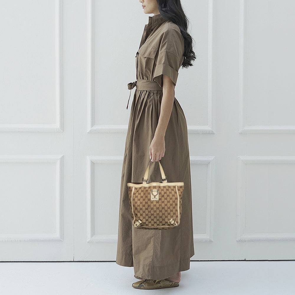 Gucci Beige/Cream GG Canvas And Leather Abbey D-Ring Tote
