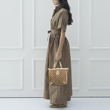 Gucci Beige/Cream GG Canvas And Leather Abbey D-Ring Tote