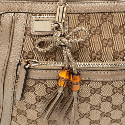 Gucci Beige/Gold GG Canvas and Leather Small Bella Tote