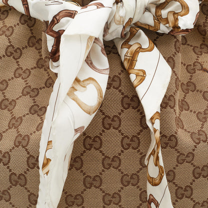 Gucci Beige/White GG Canvas and Leather Positano Scarf Hobo