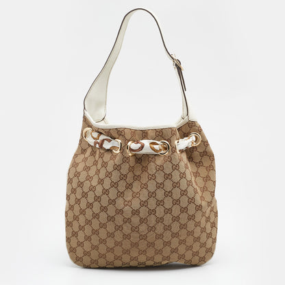 Gucci Beige/White GG Canvas and Leather Positano Scarf Hobo