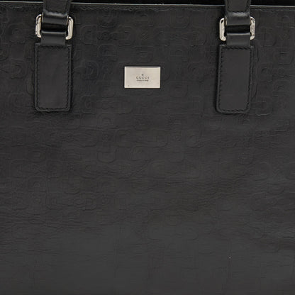 Gucci Black Horsebit Embossed Leather Large Tote