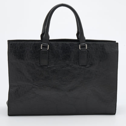 Gucci Black Horsebit Embossed Leather Large Tote