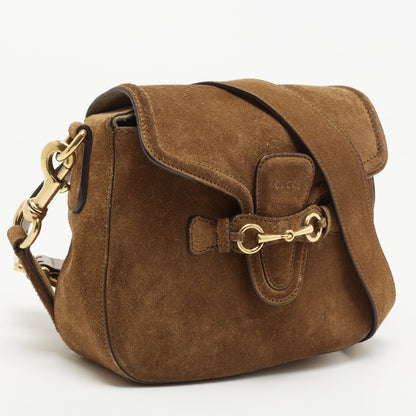 Gucci Brown Suede Horsebit Shoulder Bag