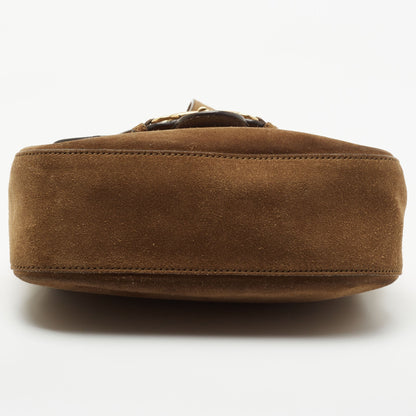 Gucci Brown Suede Horsebit Shoulder Bag
