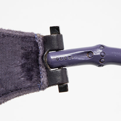 Gucci Purple Velvet Bamboo Top Handle Bag