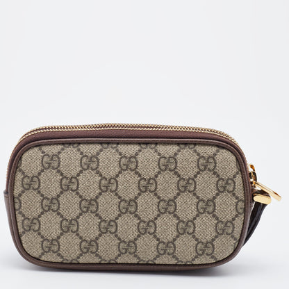 Gucci Beige/Brown GG Supreme Canvas and Leather Ophidia Wristlet