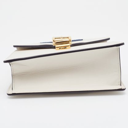 Gucci White Leather Mini Web Sylvie Top Handle Bag