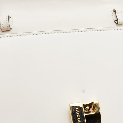 Gucci White Leather Mini Web Sylvie Top Handle Bag