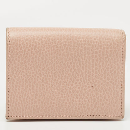 Gucci Light Pink Leather Butterfly Embellished Flap Card Case