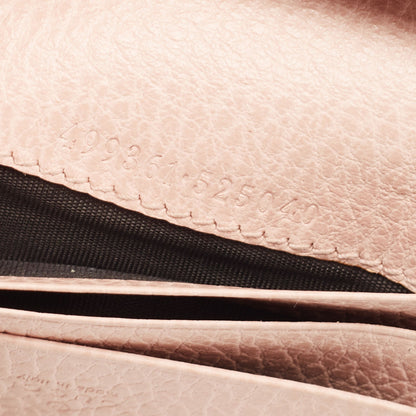 Gucci Light Pink Leather Butterfly Embellished Flap Card Case