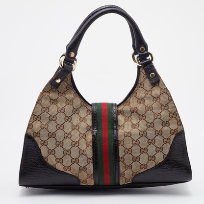 Gucci Beige/Brown GG Canvas and Leather Junco Shoulder Bag