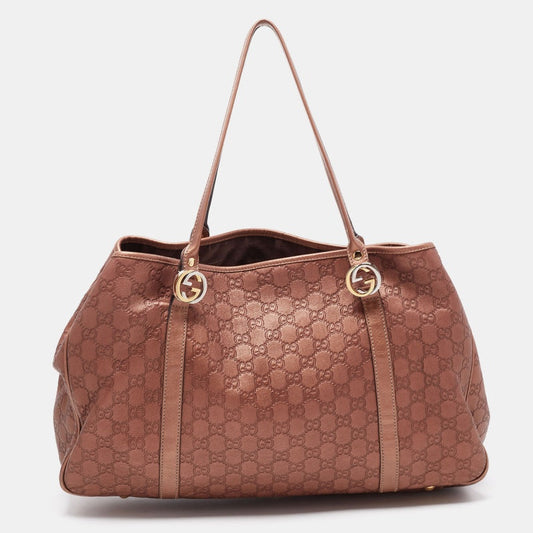 Gucci Metallic Bronze Guccissima Leather Large GG Twins Tote