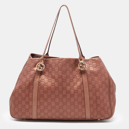 Gucci Metallic Bronze Guccissima Leather Large GG Twins Tote